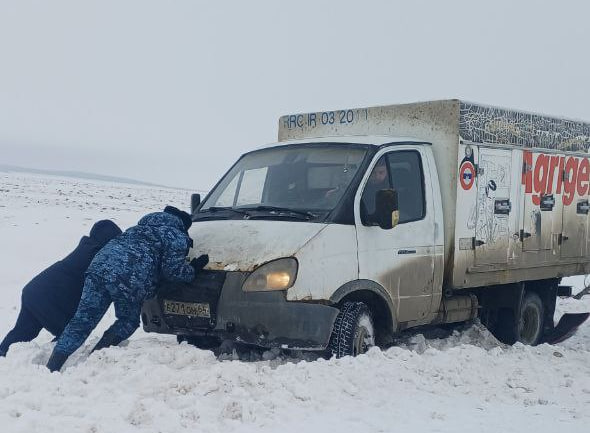 Судебные приставы помогли вытащить из снега грузовик с продуктами под Марксом